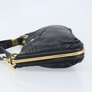Jimmy Choo Shoulder Bag Leather Black Gold Auth YKZ210-5