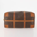 CELINE Macadam Canvas Boston Bag PVC Leather Brown Gold Auth YKZ215-10