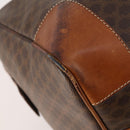 CELINE Macadam Canvas Boston Bag PVC Leather Brown Gold Auth YKZ215-14