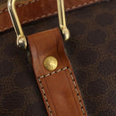 CELINE Macadam Canvas Boston Bag PVC Leather Brown Gold Auth YKZ215-16