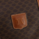 CELINE Macadam Canvas Boston Bag PVC Leather Brown Gold Auth YKZ215-17