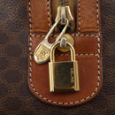 CELINE Macadam Canvas Boston Bag PVC Leather Brown Gold Auth YKZ215-18