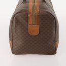 CELINE Macadam Canvas Boston Bag PVC Leather Brown Gold Auth YKZ215-4