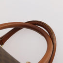 CELINE Macadam Canvas Boston Bag PVC Leather Brown Gold Auth YKZ215-8