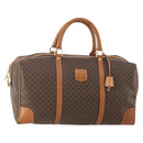 CELINE Macadam Canvas Boston Bag PVC Leather Brown Gold Auth YKZ216-1