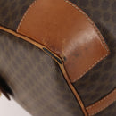 CELINE Macadam Canvas Boston Bag PVC Leather Brown Gold Auth YKZ216-9