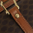 CELINE Macadam Canvas Boston Bag PVC Leather Brown Gold Auth YKZ216-17