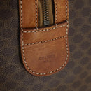 CELINE Macadam Canvas Boston Bag PVC Leather Brown Gold Auth YKZ216-19
