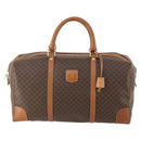 CELINE Macadam Canvas Boston Bag PVC Leather Brown Gold Auth YKZ216-13