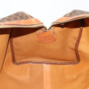 CELINE Macadam Canvas Boston Bag PVC Leather Brown Gold Auth YKZ216-21
