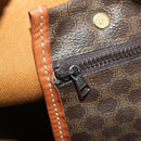 CELINE Macadam Canvas Boston Bag PVC Leather Brown Gold Auth YKZ216-23