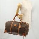 CELINE Macadam Canvas Boston Bag PVC Leather Brown Gold Auth YKZ216-25