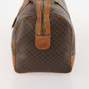 CELINE Macadam Canvas Boston Bag PVC Leather Brown Gold Auth YKZ216-3