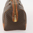 CELINE Macadam Canvas Boston Bag PVC Leather Brown Gold Auth YKZ216-4