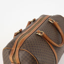 CELINE Macadam Canvas Boston Bag PVC Leather Brown Gold Auth YKZ216-6
