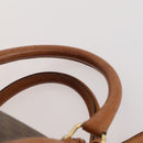 CELINE Macadam Canvas Boston Bag PVC Leather Brown Gold Auth YKZ216-8