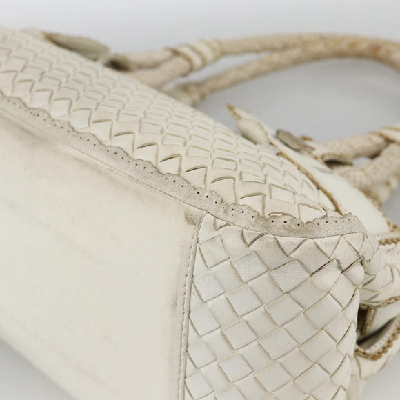 BOTTEGA VENETA INTRECCIATO Hand Bag Leather White Auth YKZ230