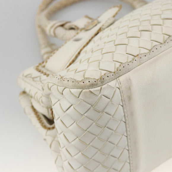 BOTTEGA VENETA INTRECCIATO Hand Bag Leather White Auth YKZ230