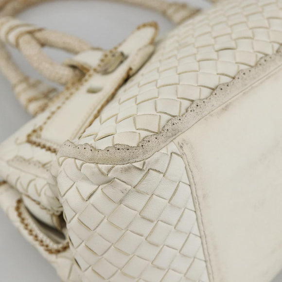 BOTTEGA VENETA INTRECCIATO Hand Bag Leather White Auth YKZ230
