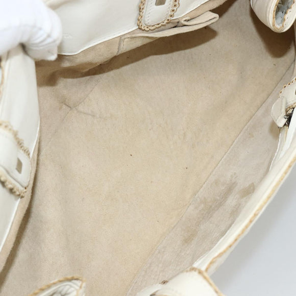 BOTTEGA VENETA INTRECCIATO Hand Bag Leather White Auth YKZ230