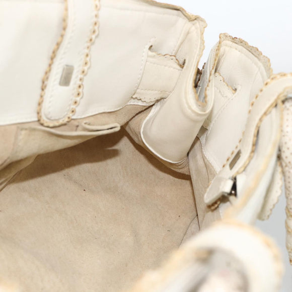 BOTTEGA VENETA INTRECCIATO Hand Bag Leather White Auth YKZ230