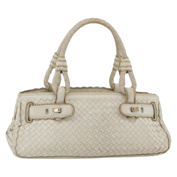 BOTTEGA VENETA INTRECCIATO Hand Bag Leather White Auth YKZ230