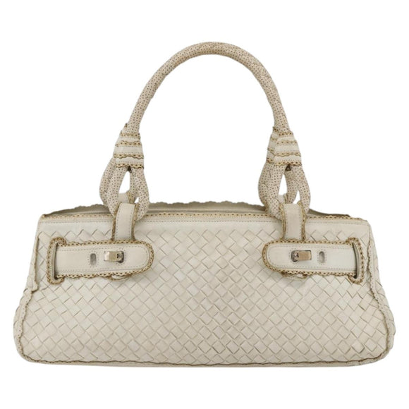 BOTTEGA VENETA INTRECCIATO Hand Bag Leather White Auth YKZ230