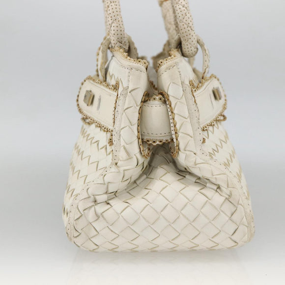BOTTEGA VENETA INTRECCIATO Hand Bag Leather White Auth YKZ230