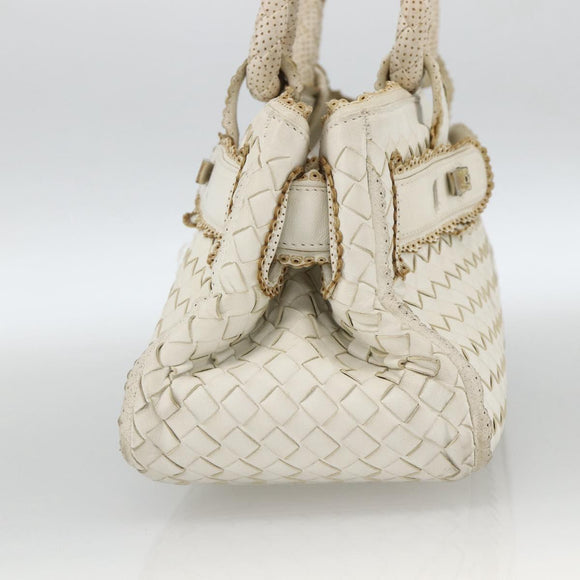 BOTTEGA VENETA INTRECCIATO Hand Bag Leather White Auth YKZ230