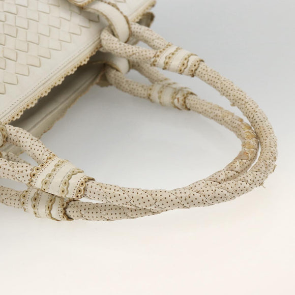 BOTTEGA VENETA INTRECCIATO Hand Bag Leather White Auth YKZ230