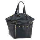 SAINT LAURENT Downtown Hand Bag Leather Black Gold 175884 Auth YKZ233A-1