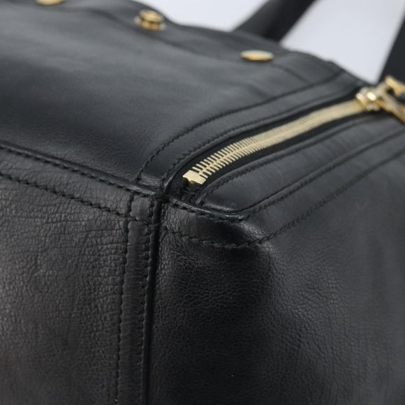 SAINT LAURENT Downtown Hand Bag Leather Black Gold 175884 Auth YKZ233A