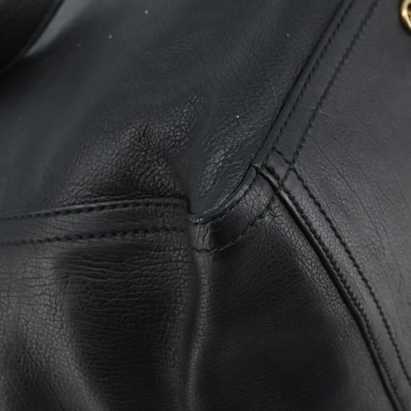 SAINT LAURENT Downtown Hand Bag Leather Black Gold 175884 Auth YKZ233A