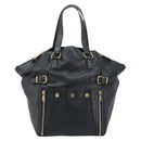 SAINT LAURENT Downtown Hand Bag Leather Black Gold 175884 Auth YKZ233A-13