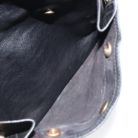 SAINT LAURENT Downtown Hand Bag Leather Black Gold 175884 Auth YKZ233A