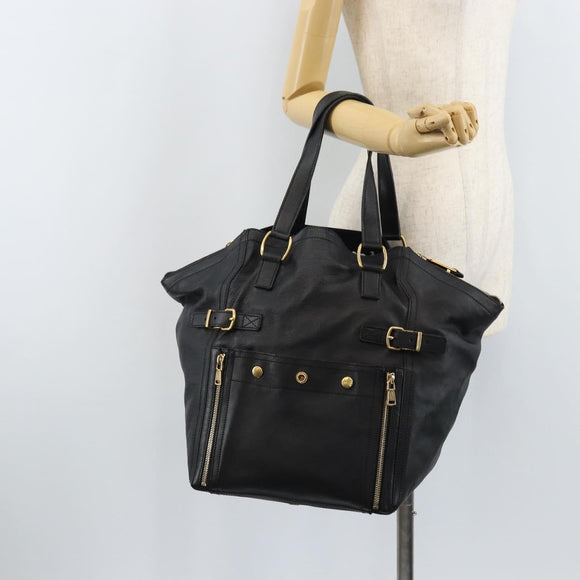 SAINT LAURENT Downtown Hand Bag Leather Black Gold 175884 Auth YKZ233A