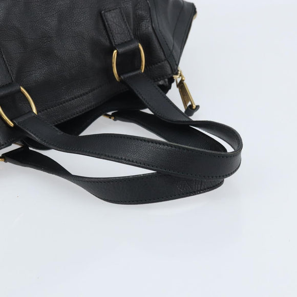 SAINT LAURENT Downtown Hand Bag Leather Black Gold 175884 Auth YKZ233A