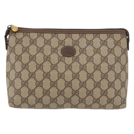 GUCCI GG Supreme Clutch Bag PVC Beige Gold 156 01 045 Auth YKZ237A - 0