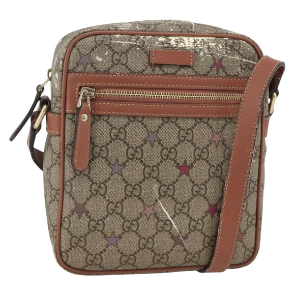 GUCCI GG Supreme Shoulder Bag PVC Beige Gold 233268 Auth YKZ260