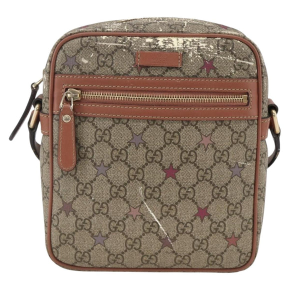 GUCCI GG Supreme Shoulder Bag PVC Beige Gold 233268 Auth YKZ260