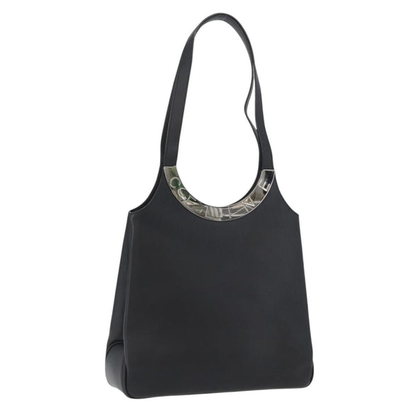 CELINE Tote Bag Leather Black Silver Auth YKZ261A