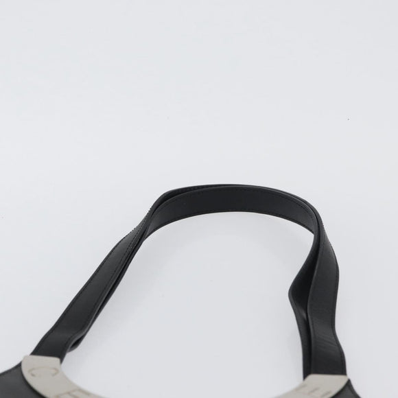 CELINE Tote Bag Leather Black Silver Auth YKZ261A