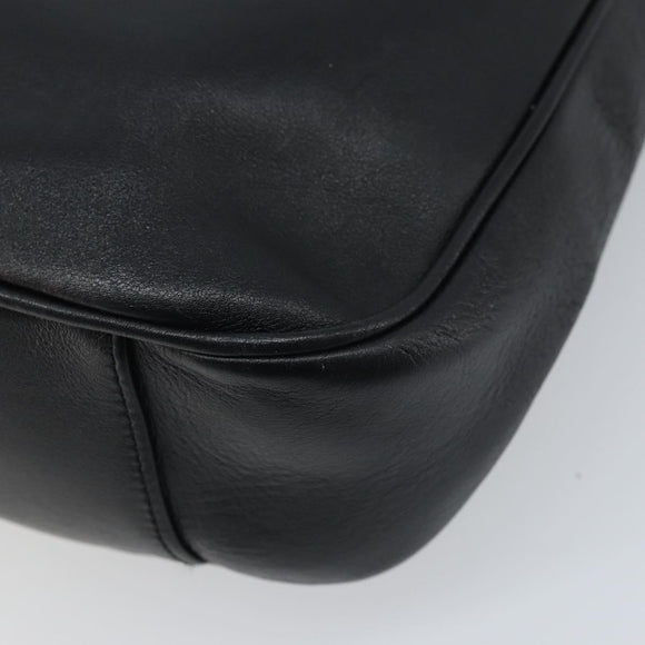 GUCCI Bamboo Hand Bag Leather Black Gold 001 1638 3754 Auth YKZ262
