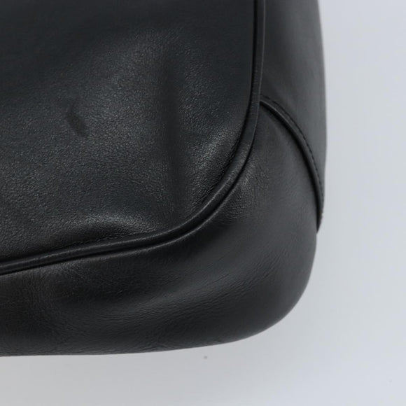GUCCI Bamboo Hand Bag Leather Black Gold 001 1638 3754 Auth YKZ262