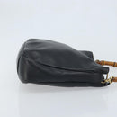 GUCCI Bamboo Hand Bag Leather Black Gold 001 1638 3754 Auth YKZ262-3