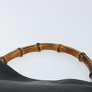 GUCCI Bamboo Hand Bag Leather Black Gold 001 1638 3754 Auth YKZ262-8