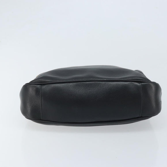 GUCCI Bamboo Hand Bag Leather Black Gold 001 1638 3754 Auth YKZ262