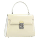 FENDI Hand Bag Patent leather Ivory Silver Auth YKZ263-1