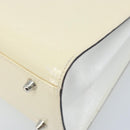 FENDI Hand Bag Patent leather Ivory Silver Auth YKZ263-17
