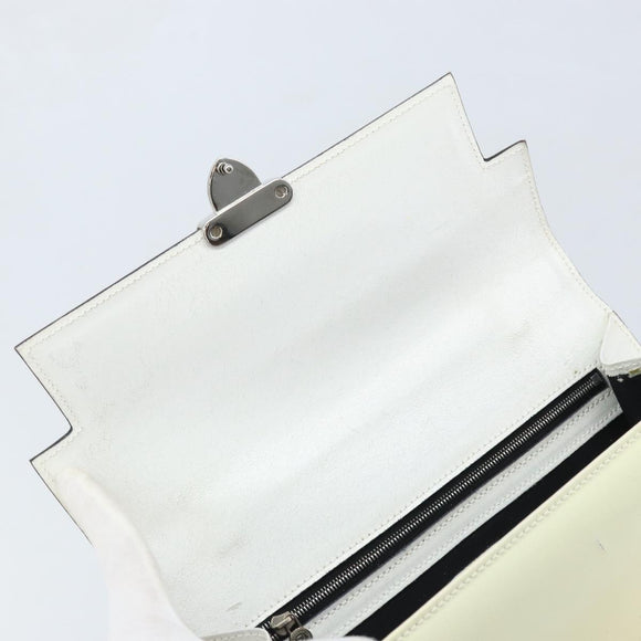 FENDI Hand Bag Patent leather Ivory Silver Auth YKZ263